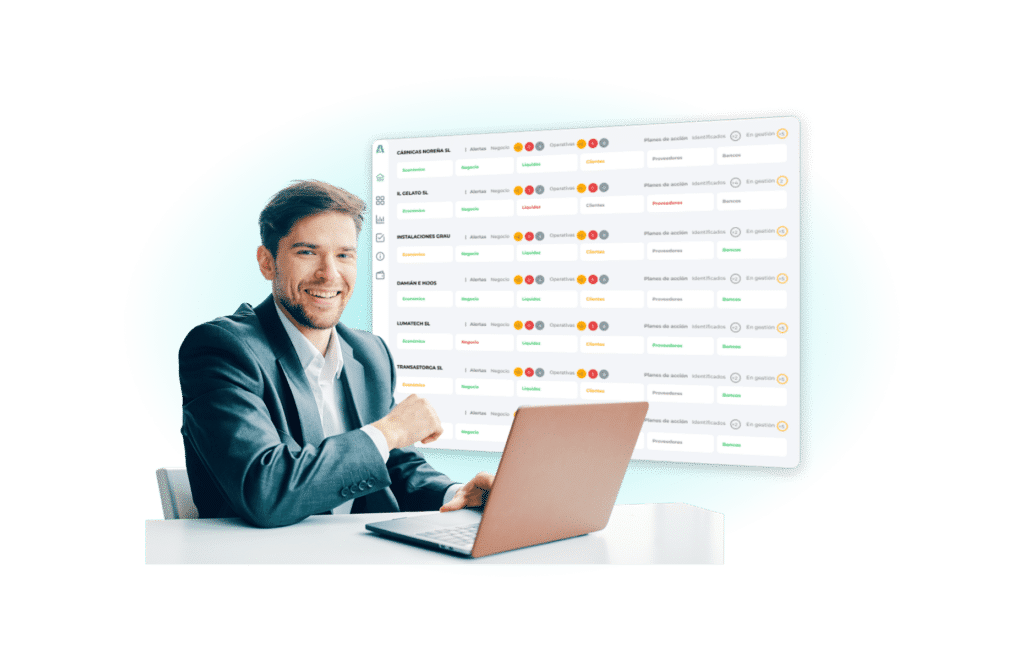 AsFin — dashboard de diagnóstico financiero con alertas operativas y planes de acción para consultores financieros